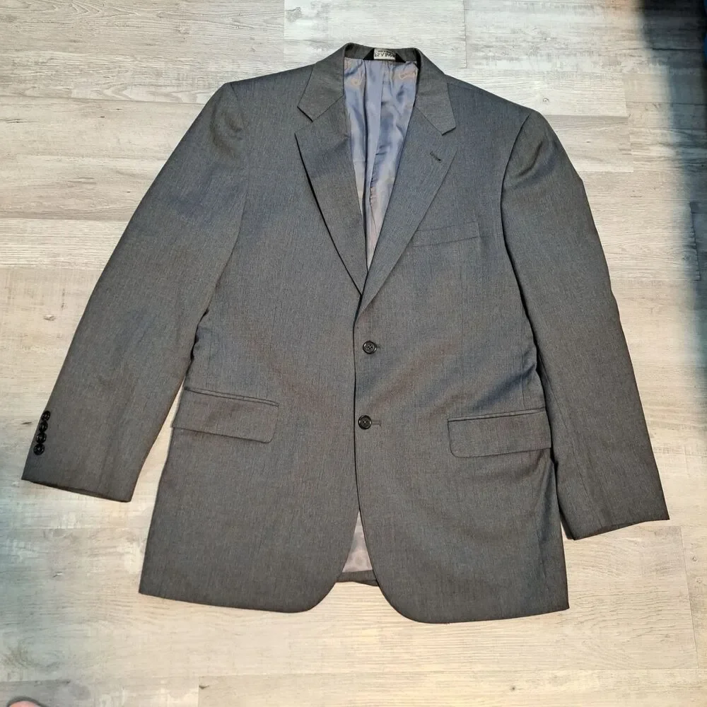 JOS A BANK GORDON Men's Sport Coat Blazer Two Button Gray Twill Wool‎ 42R